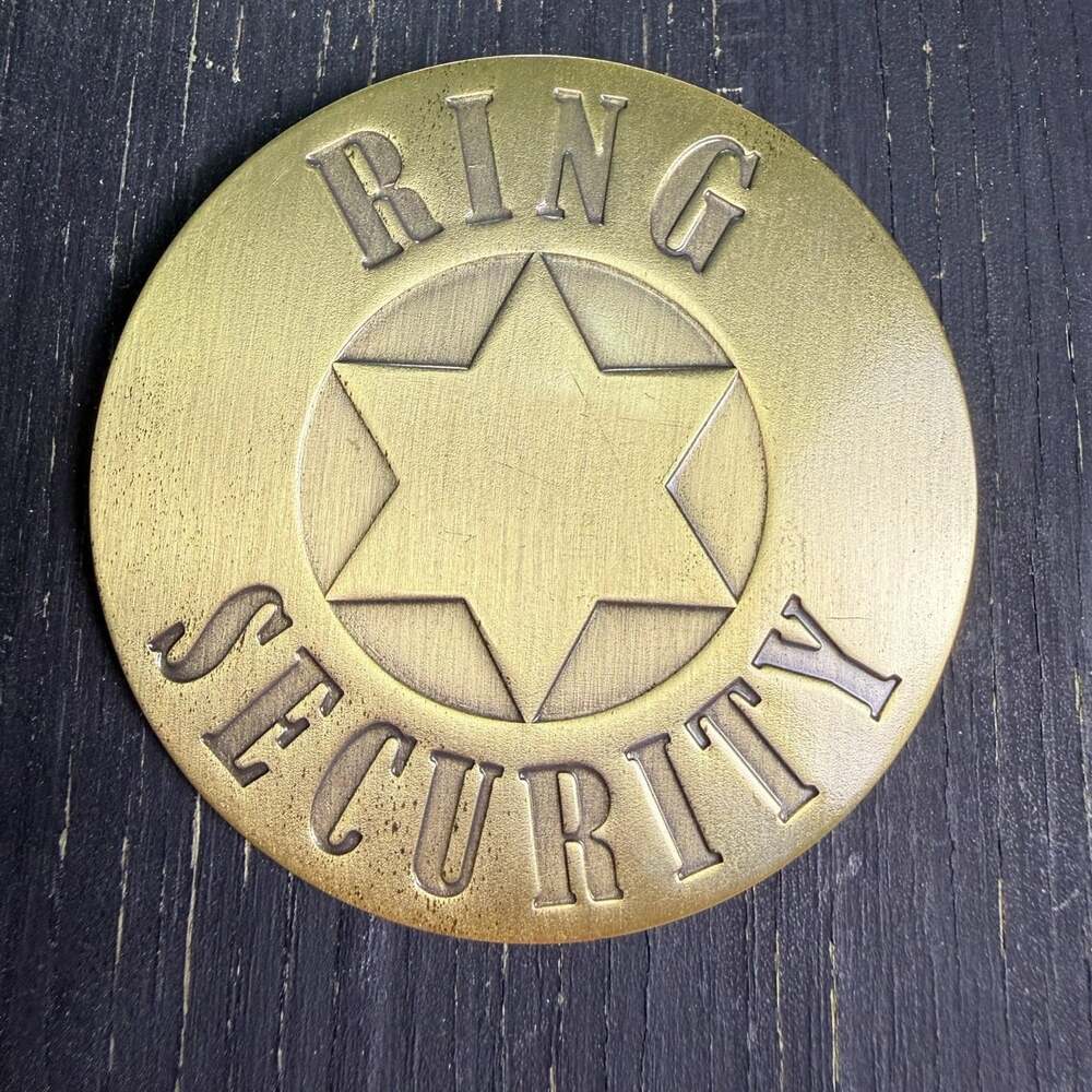 Ring Security Badge Pin Gold Antique Brass Ring Bearer Wedding Costume Prop 2.5"